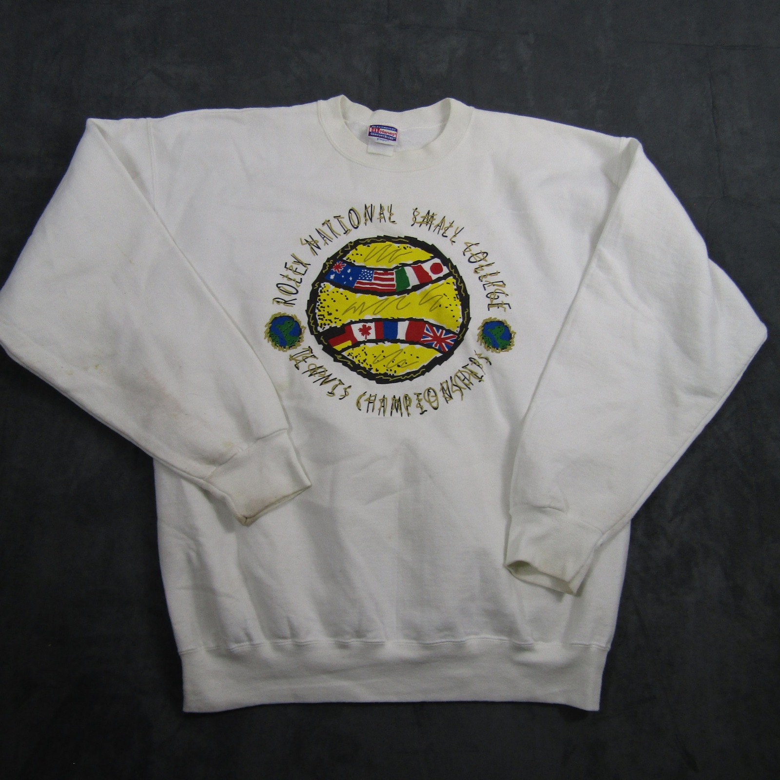 Hanes Sweatshirt Mens Large White Rolex Tennis Championships Vintage Sweatshirt